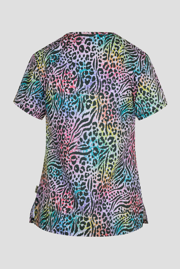 Zavate Ava Therese Wild Sorbets Women's 2-Pocket STRETCH V-Neck Print Scrub Top - null - 2