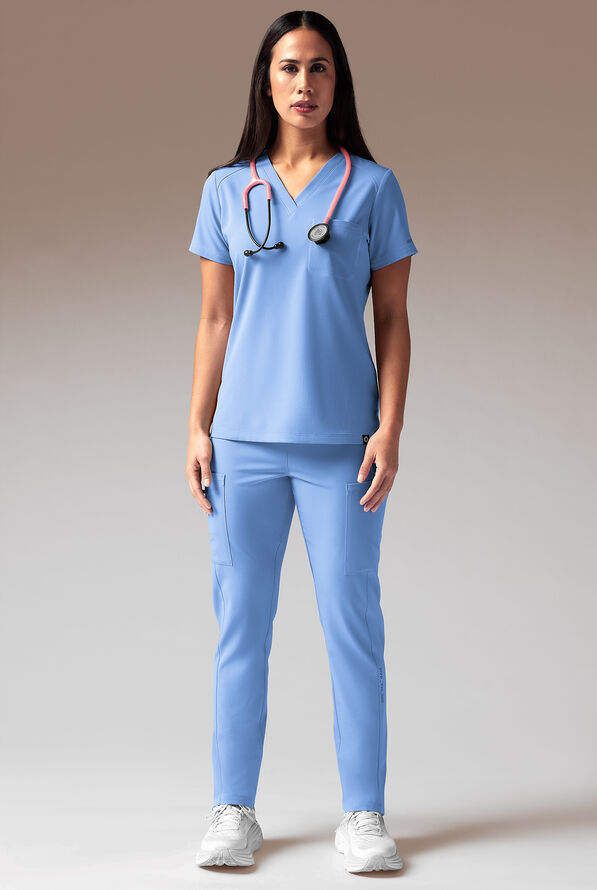 Hypothesis Dynama Y-Pant Women&rsquo;s 7-Pocket Yoga-Inspired Scrub Pant - Ceil/Royal - 4