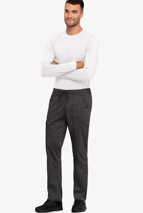 Cherokee Workwear Revolution Unisex 4-Pocket STRETCH Drawstring Cargo Scrub Pants - Tall - Pewter - 2
