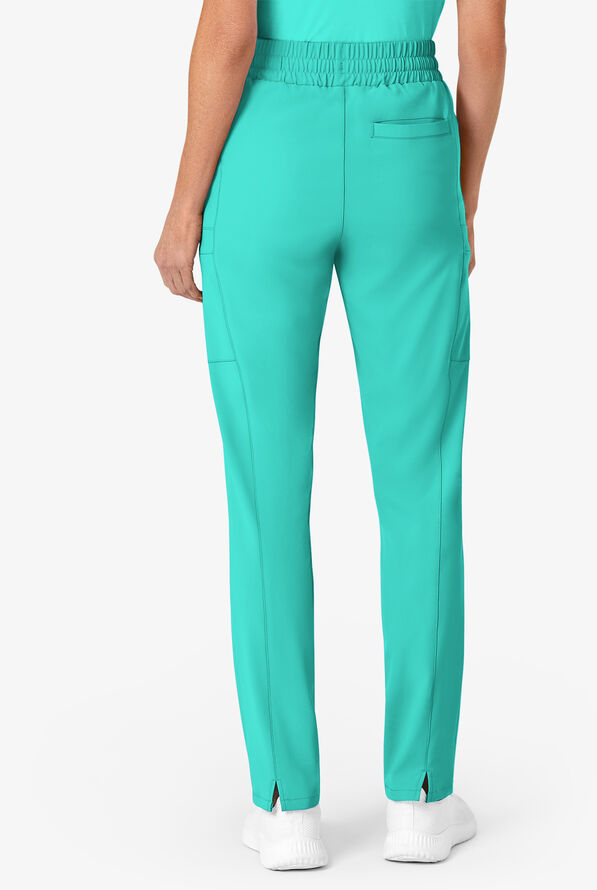 Wink Renew Women's 7-Pocket STRETCH High Waisted Slim Leg Cargo Scrub Pants - Turquoise - 2