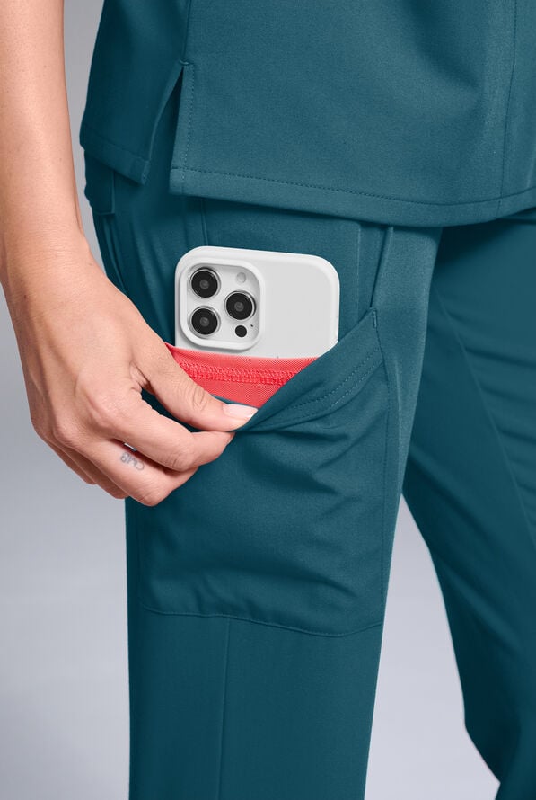 Hypothesis Women's Base 7-Pocket Straight Leg Cargo Scrub Pant - Tall - Caribbean Blue - 6