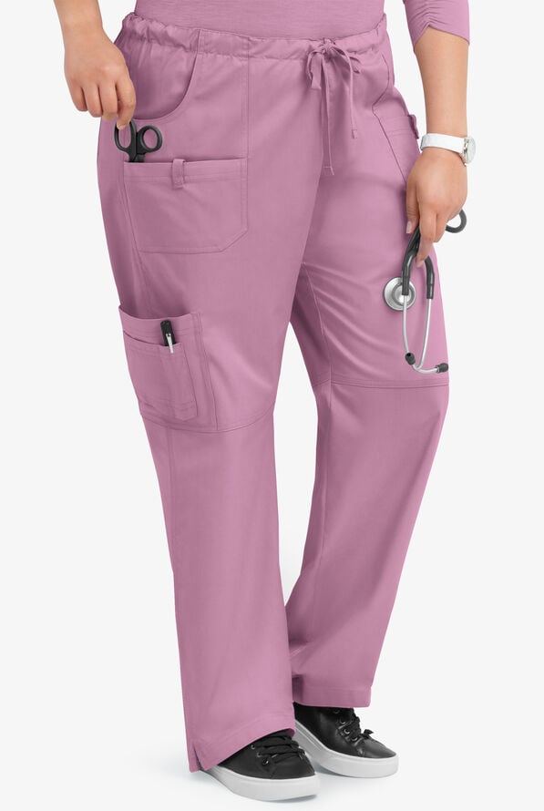 Butter-Soft STRETCH Women's 10-Pocket Drawstring Scrub Pants - Smokey Mauve - 4