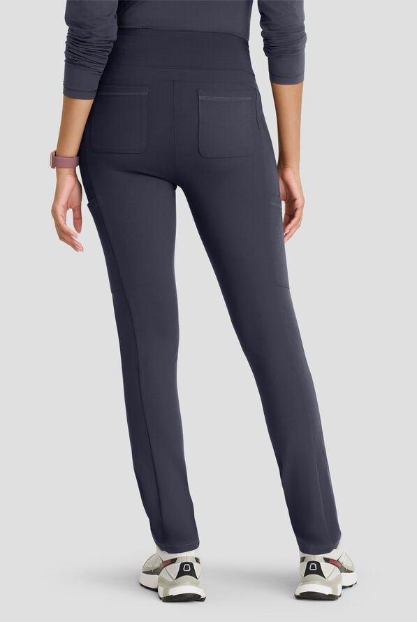 Barco One Performance Knit Momentum Women's 6-Pocket STRETCH High Rise Legging Scrub Pant - Steel Gray - 3
