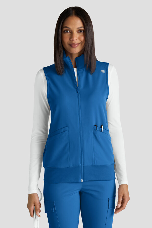 ReSurge Ebro Women's 6-Pocket Zip Front Stand Scrub Vest - Royal - 1