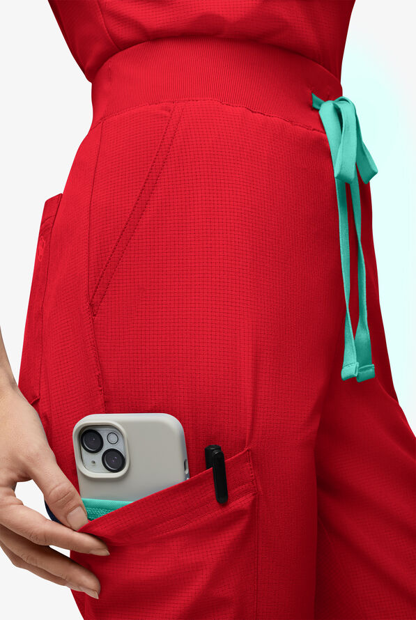 Easy Stretch EcoGrid Adela Women's 6-Pocket Jogger - Petite - Atomic Red - 3