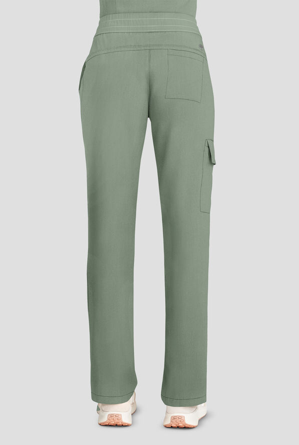 Healing Hands Quest Women's 4-Pocket STRETCH Straight Leg Drawstring Cargo Scrub Pant - Acadia Green - 3