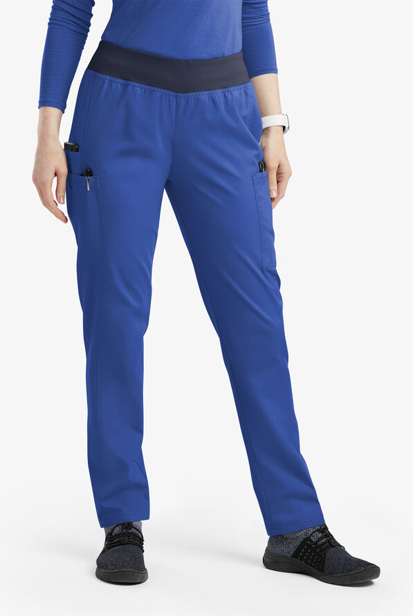 Butter-Soft Originals Women's 5-Pocket Mid Rise Tapered Leg Yoga-inspired Scrub Pants - Galaxy/Navy - 1