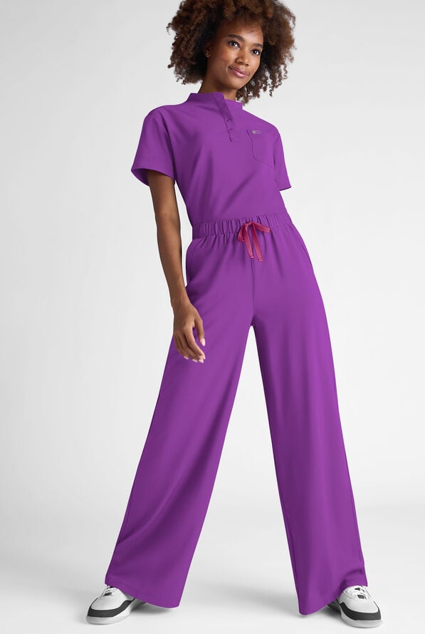 Easy STRETCH Hunter Women's 6-Pocket Relaxed Fit Wide Leg Scrub Pant - Fresh Purple - 3