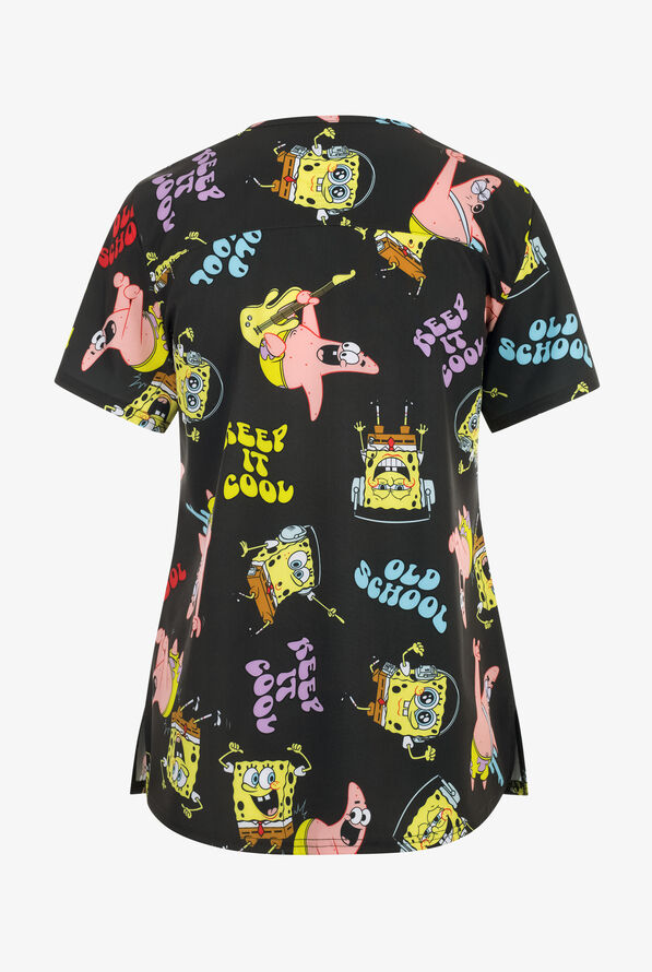 SpongeBob Cool by Funscrubs Women's 2-Pocket STRETCH V-Neck Print Scrub Top - null - 2