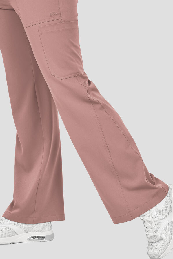 Pantalón médico Zavate Ava Therese Avery STRETCH de tiro alto estilo cargo con piernas anchas y 6 bolsillos para mujer - Mocha - 2