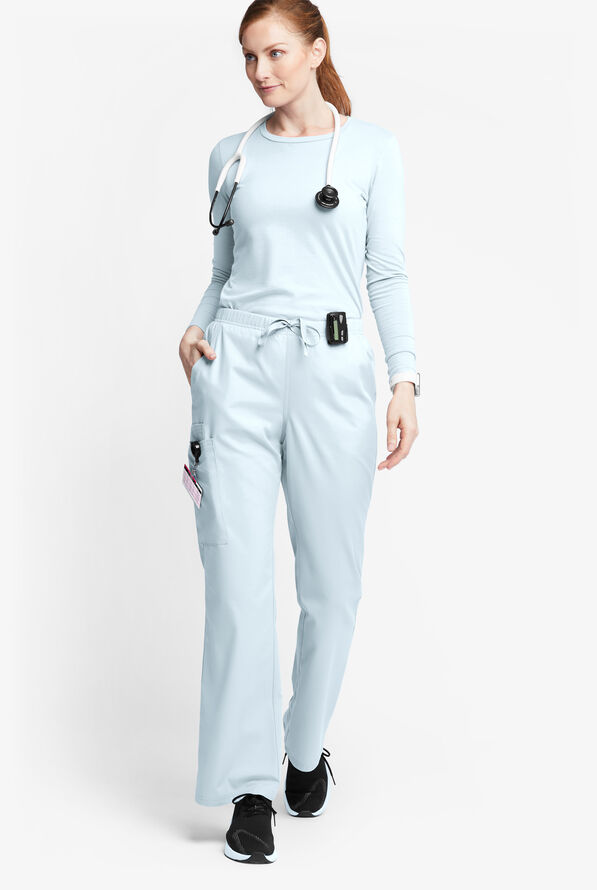 Butter-Soft Originals Women's 6-Pocket Mid Rise Flare Leg Scrub Pants - Morning Dew - 4