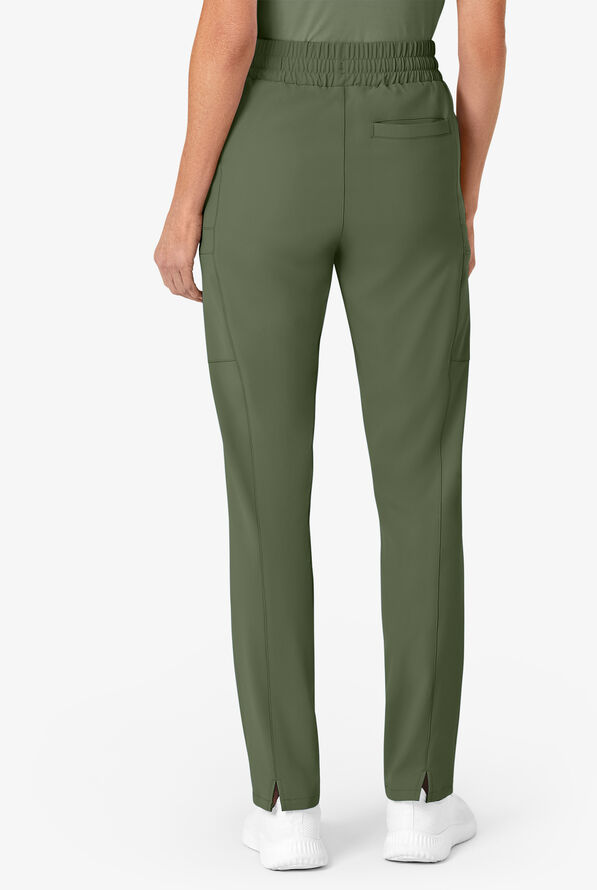 Wink Renew Women's 7-Pocket STRETCH High Waisted Slim Leg Cargo Scrub Pants - Olive - 2