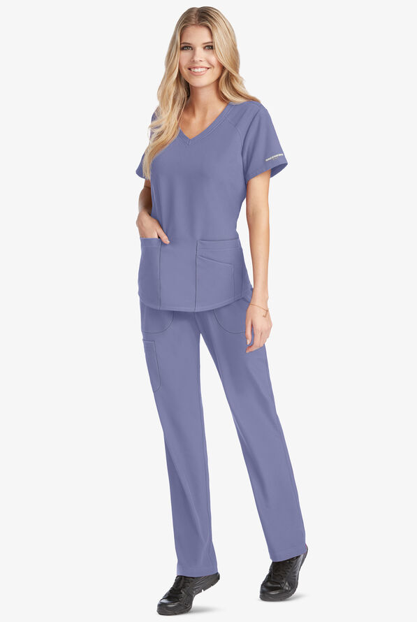 Skechers by Barco Breeze Women's 3-Pocket STRETCH V-Neck Scrub Top - Ceil Blue - 2