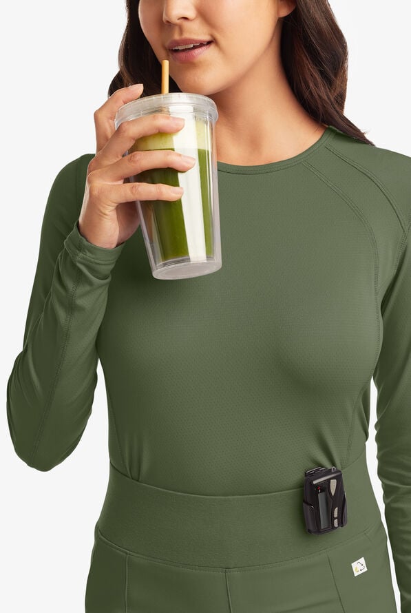 ReSurge Jade Women&rsquo;s Long Sleeve Knit Underscrub - Light Olive - 5