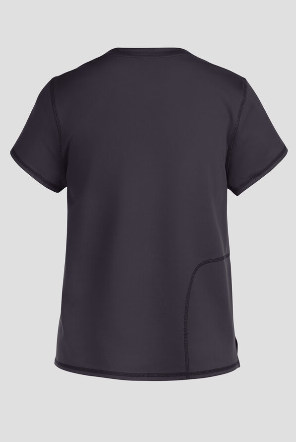 Med Couture Amp Knit Women's 2-Pocket STRETCH Crew Neck Scrub Top - Pewter - 2