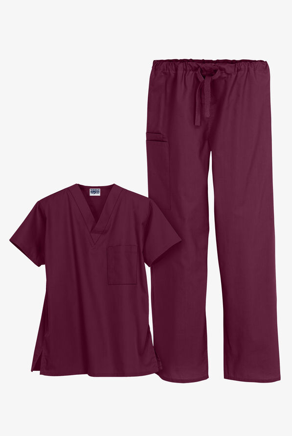 UA Strictly Scrubs Unisex Scrub Set - Wine - 1