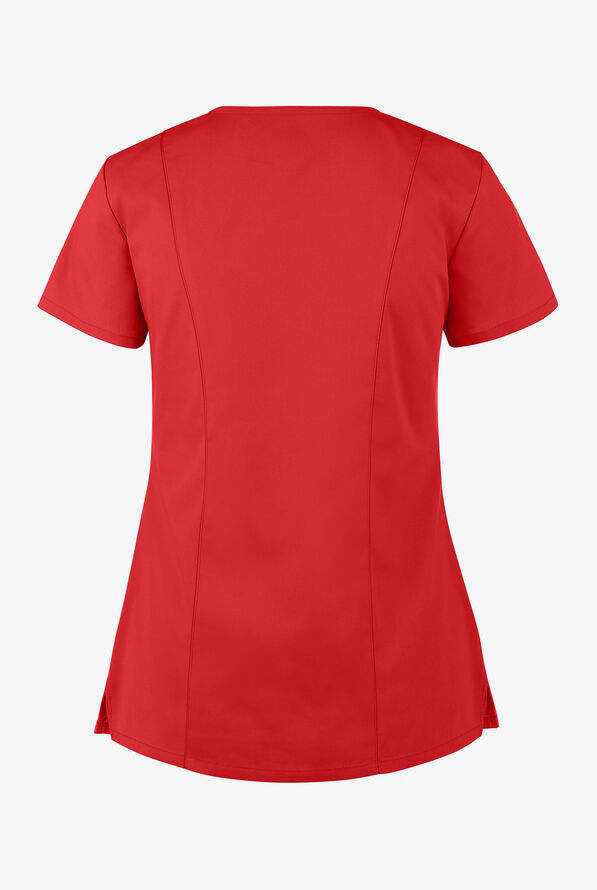 Blusa m&eacute;dica Dickies EDS Signature de corte contempor&aacute;neo con cuello en V y 6 bolsillos para mujer - Red - 2