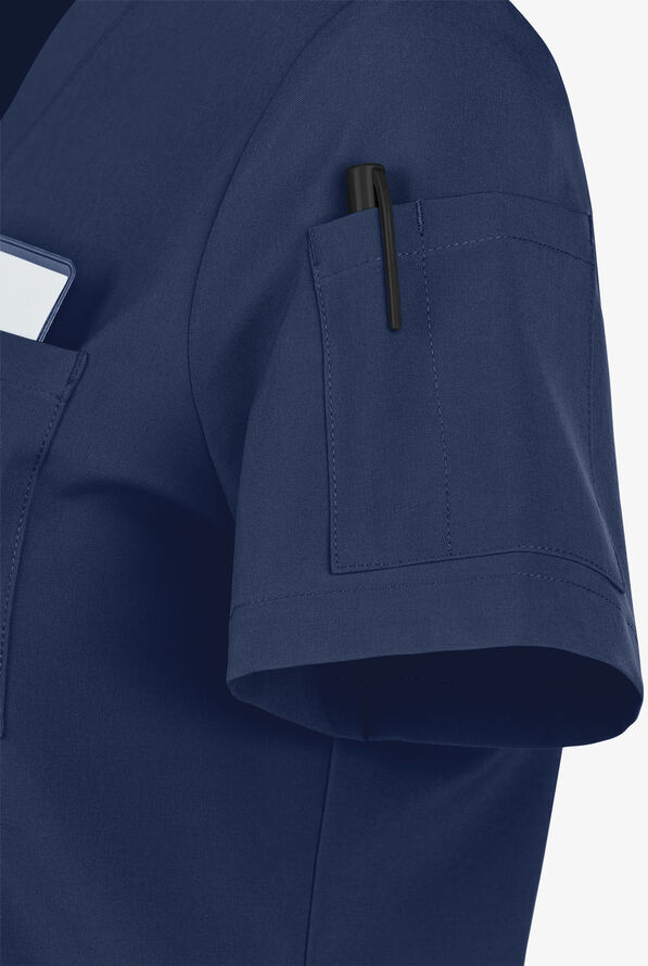 Easy STRETCH Chloe Women's 3-Pocket V-Neck Tuck-In Scrub Top - Navy - 5