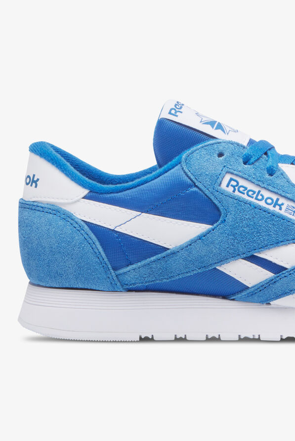 Reebok Mens Classic Nylon Blue Athletic Lace Up Shoes - Blue - 4