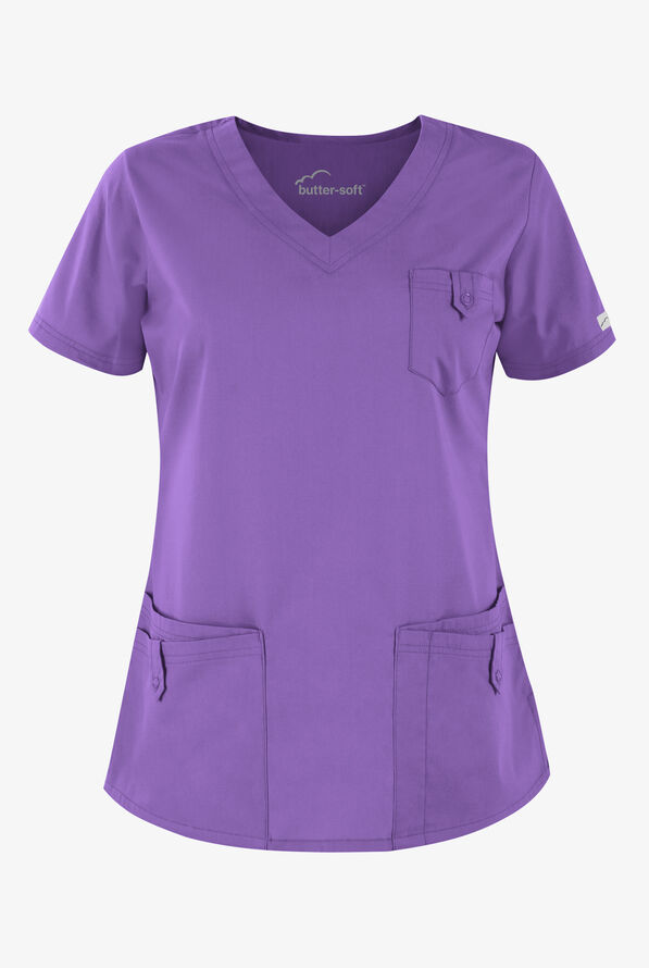 UA ButterSoft Rounded VNeck Scrub Top Fashion Scrub Tops