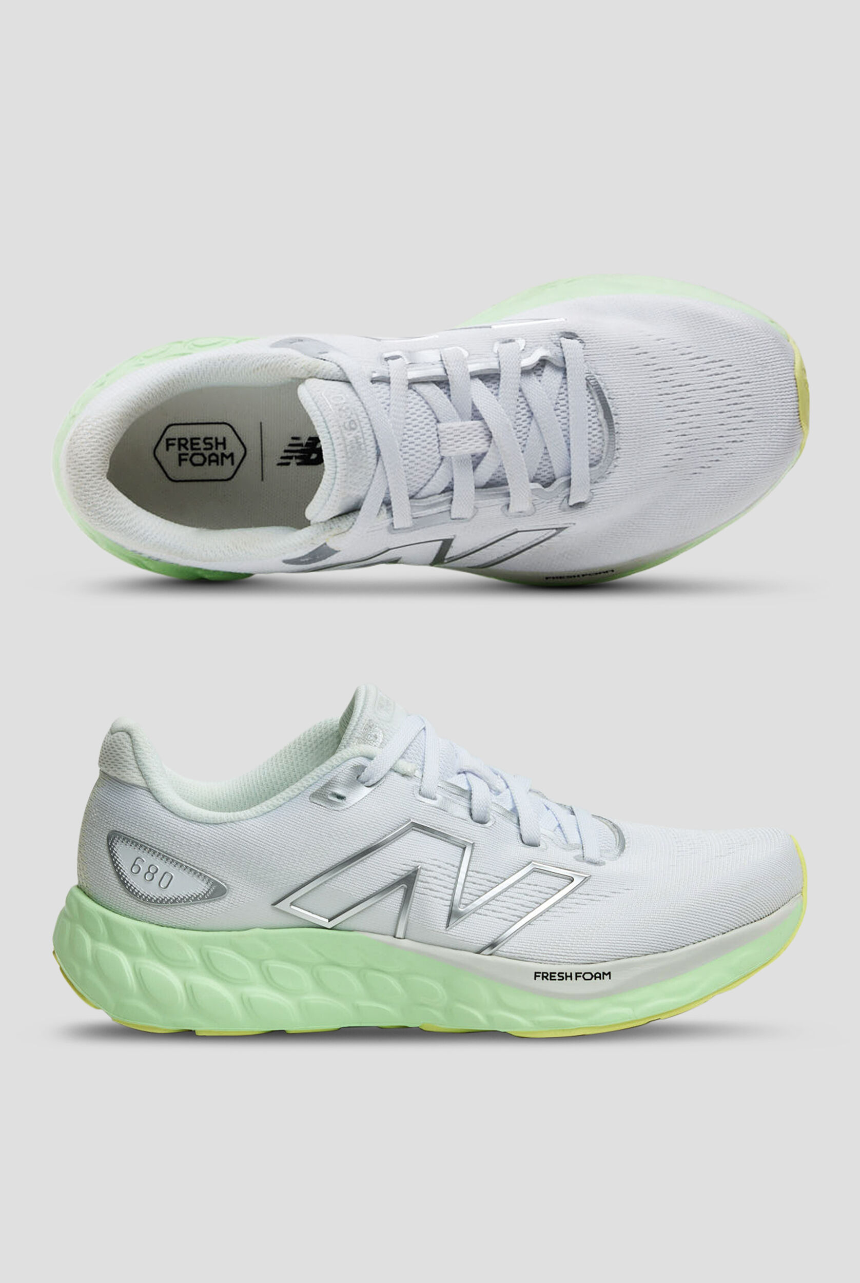 New Balance 680v8 Men\'s size 9 Womens 10.5 White Green Mesh Running Shoes New New Balance Fresh Foam 680v8 WMNS White / Reflection - Jan  main image 2