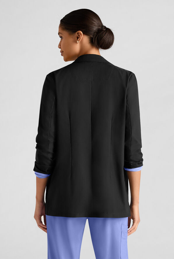 Easy STRETCH Simone Women’s 29 1/2"  5-Pocket Consultation Scrub Lab Coat - Onyx Black - 2