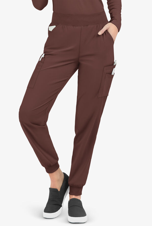 Easy STRETCH Mila Women's 7-Pocket Jogger Scrub Pants - Tall - Nutshell - 1