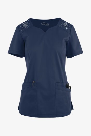Butter-Soft STRETCH Women's 6-Pocket Crystal Bling Scrub Top