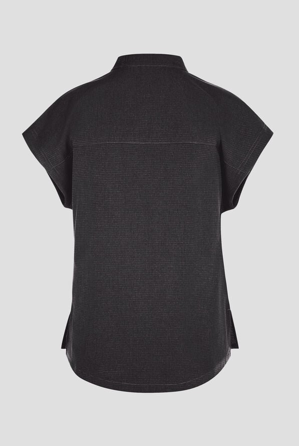 koi Solis Catrin Women's 2-Pocket STRETCH Dolman Sleeve Mandarin Collar Scrub Top - Charcoal - 3