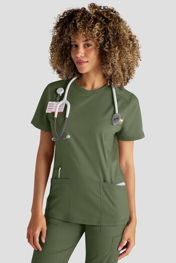 Butter-Soft STRETCH FLXTEK+ Women's 3-Pocket Crew Neck Scrub Top