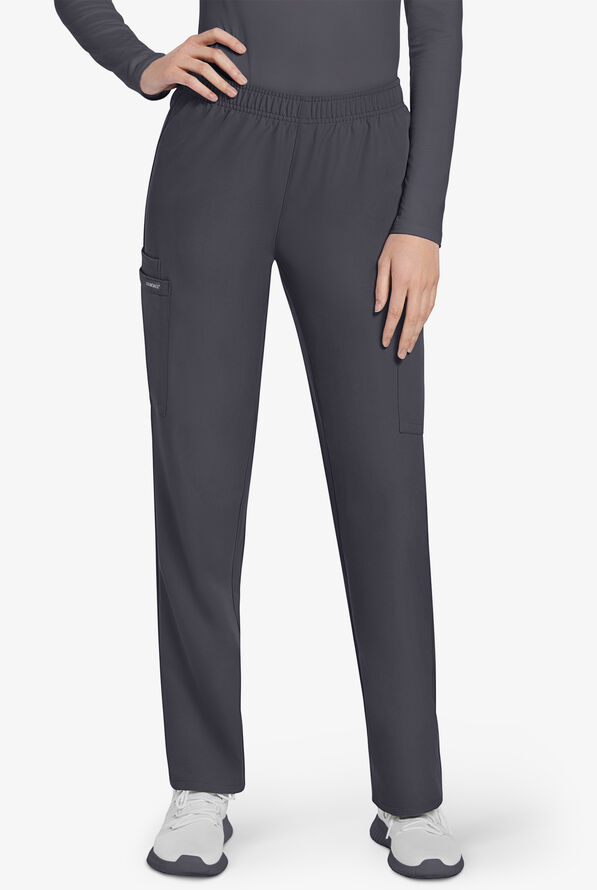 Cherokee Workwear Originals Ultra Women's 3-Pocket Pull-on Slim Leg Scrub Pants - Pewter - 1