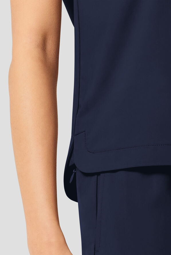 Blusa m&eacute;dica Infinity Pursuit STRETCH con cuello en V de punto acanalado y 1 bolsillo para mujer - Navy - 6
