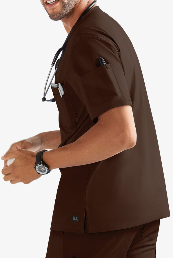 Butter-Soft STRETCH Men's 4-Pocket V-Neck Scrub Top - Coffee Bean - 2