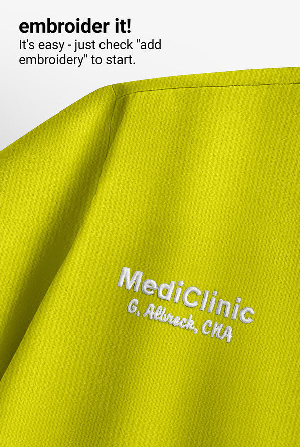 Easy STRETCH Lina Mitered Women's 4-Pocket V-Neck Scrub Top - Cyber Lime - 5