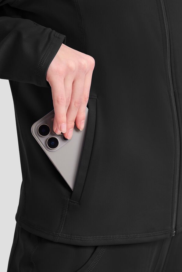 Chaqueta m&eacute;dica Med Couture Amp Knit STRETCH con cremallera y 2 bolsillos para mujer - Black - 6