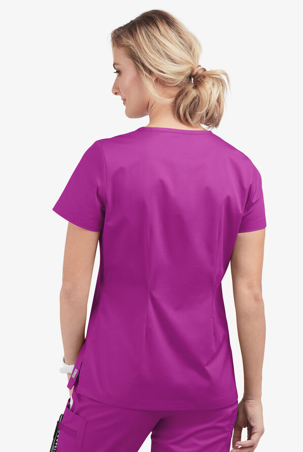 Blusa m&eacute;dica Butter-Soft STRETCH con cuello en V y 2 bolsillos para mujer - Vivid Violet - 4