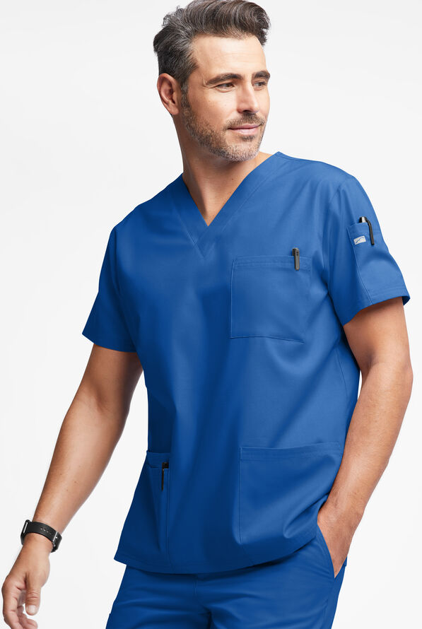 Butter-Soft Originals Men's 6-Pocket V-Neck Scrub Top - Royal - 2