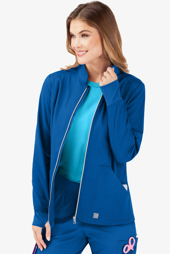 Chaqueta médica UA Butter-Soft STRETCH con cremallera y 3 bolsillos para mujer - Royal - 3