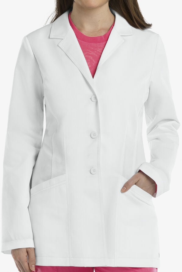 Grey's Anatomy by Barco Women's 4-Pocket Notch Collar Scrub Lab Coat - White - 2