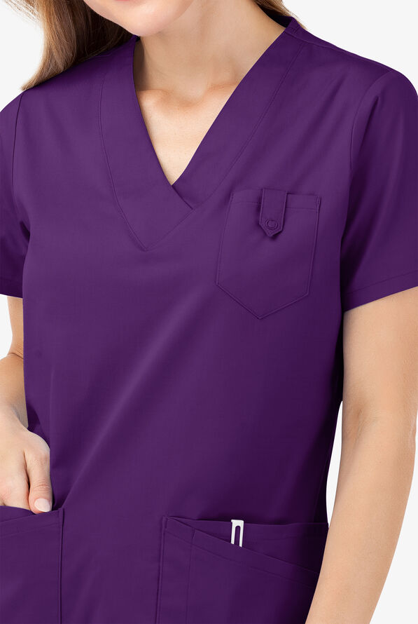Butter-Soft STRETCH Women's 6-Pocket V-Neck Scrub Top - Eggplant - 3