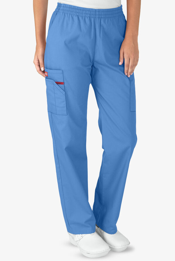 Dickies EDS Signature Women's 6-Pocket Classic Fit Pull-On Scrub Pants - Tall - Ceil Blue - 1