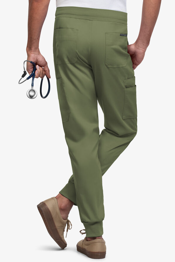Advantage STRETCH Men's 9-Pocket Knit Waistband Jogger Scrub Pants - Light Olive - 2