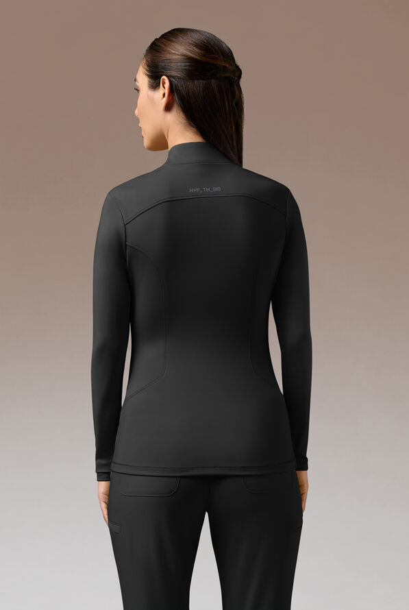 Blusa médica Hypothesis Omni Base K_Shirt Knit con mangas largas y cremallera en el cuello para mujer - Jet Black/Pewter - 2