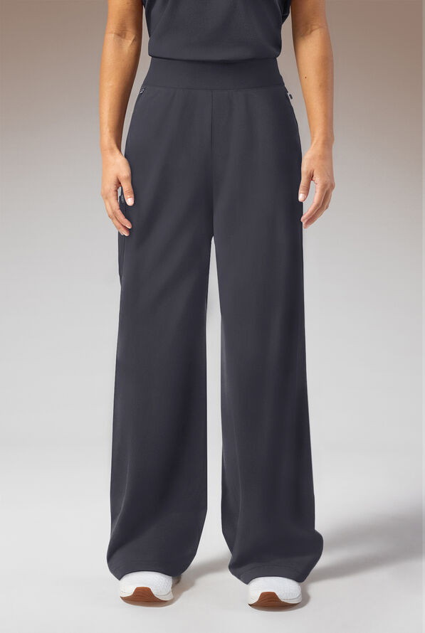 Hypothesis Y-Band Women's 6-Pocket Yoga-Style Knit Waist Wide Leg Scrub Pant - Pewter - 1