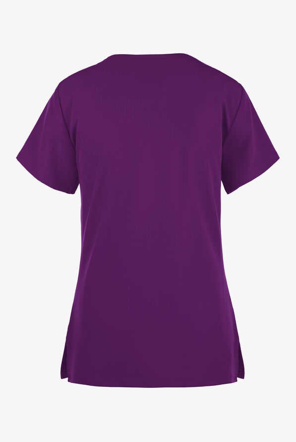 Blusa médica Skechers by Barco Reliance STRETCH estilo cruzado con 3 bolsillos para mujer - Grape - 2