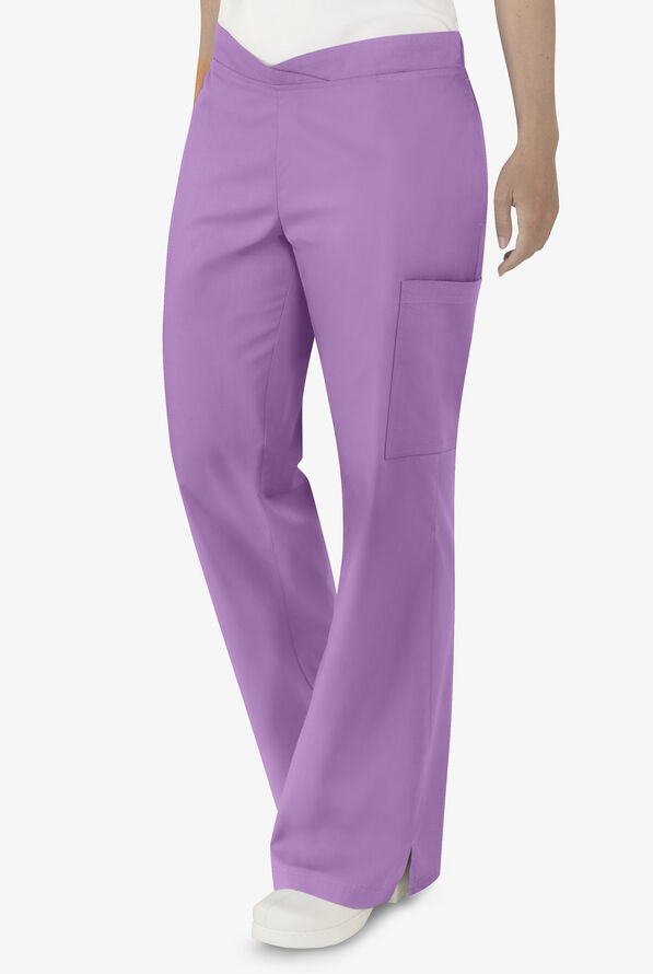 Butter-Soft Core Women's 4-Pocket Front Crossover Waistband Scrub Pants - Tall - Orchid - 1