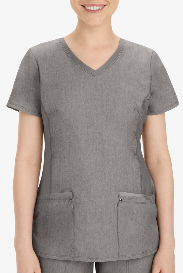 Healing Hands Purple Label Juliet Women's 2-Pocket STRETCH Princess Seam Scrub Top - Heather Grey - 2