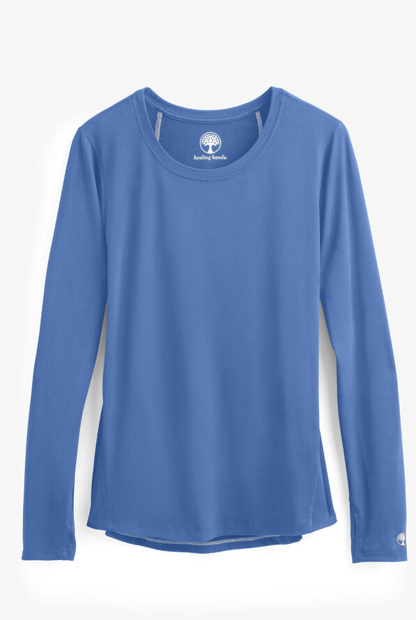 Healing Hands Mackenzie Women's STRETCH Long Sleeve Knit Underscrub - Ceil Blue - 1