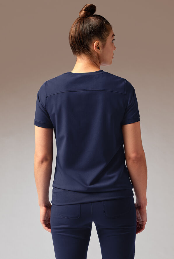 Blusa médica Hypothesis Kentica con cuello redondo y 4 bolsillos para mujer - Navy - 4