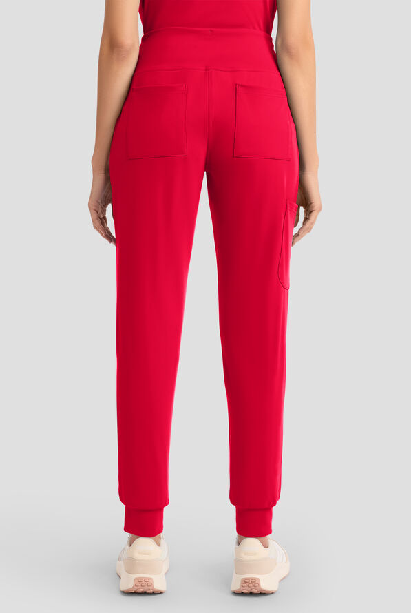 Cherokee Achieve Women's 5-Pocket STRETCH Cargo Jogger Knit Scrub Pants - Red - 4